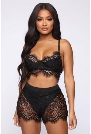 Push Up Lace Bralette and Short Set