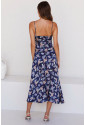 Floral Print Bust Knot Long Dress with Slit