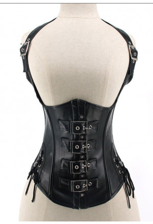 Luxury punk leatherette corset under breast