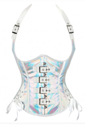 Punk PVC metallic corset under breast