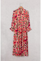 Štýlové maxi kvetinové šaty s dlhým rukávom 