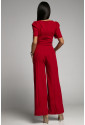 Belted Square Neck Puff Sleeve Jumpsuit