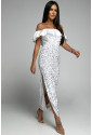 Sequins Off Shoulder Side Slit Evening Dress