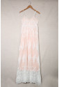 Crochet Lace Ruffled High Waist Long Dress