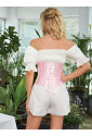Pink satin underbust corset SHORT