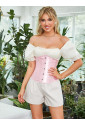 Pink satin underbust corset SHORT