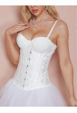 White underbust floral brocade corset