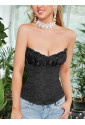 Luxury black push up social brocade corset