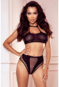  2pcs Mesh Sheer Eyelet Lingerie Set