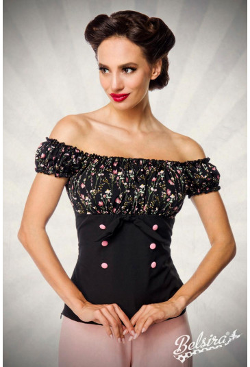 Dokonalý vzorovaný retro top s odhalenými plecami