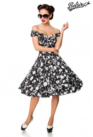 Skvostné vzorované retro šaty so širokou sukňou
