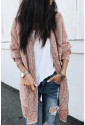 Plaid Knitted Long Open Front Cardigan