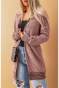 Plaid Knitted Long Open Front Cardigan