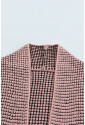 Plaid Knitted Long Open Front Cardigan