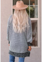 Plaid Knitted Long Open Front Cardigan