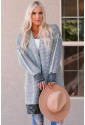 Plaid Knitted Long Open Front Cardigan