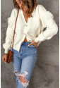 Drop Shoulder Tasseled Sleeves Buttoned Cardigan