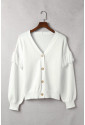 Drop Shoulder Tasseled Sleeves Buttoned Cardigan