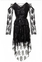 Čierne gotické šaty s krajkovými priehľadnými rukávmi 