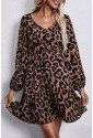 Dámske mini šaty s leopardím vzorom a naberaným rukávom