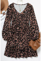 Leopard Ruffled Elastic Cuff Mini Dress