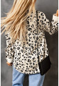Trendy košeľová bunda s leo prvkami z rebrovaného materiálu